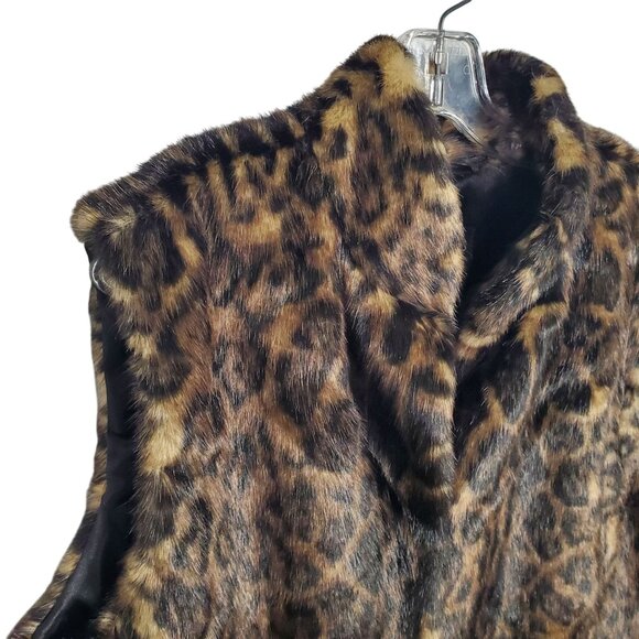 Donna Salyers Fabulous Faux Fur Size XL Vest Coat Leopard Print Plush Furry Cozy - Picture 7 of 12